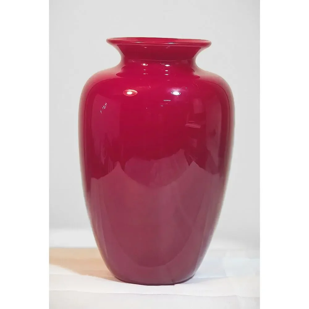 Donald Carlson Signed Art Glass Vase Cherry Red 6.5